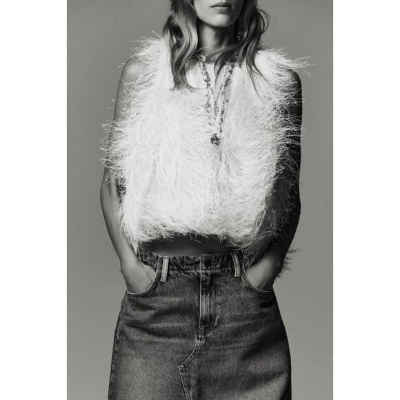 ZARA FRINGED CROP TOP - Picture 1 of 9